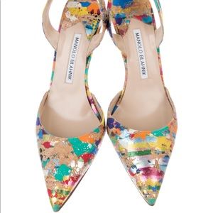 Manolo Tan Cork Pumps